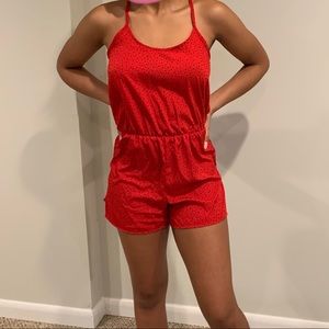 Red with tiny black dots romper🐞